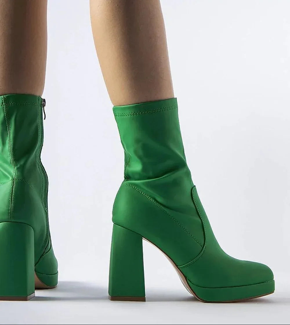 Žali platforminiai aulinukai su storu kulnu Solea „Isauro“ - Jaukuma