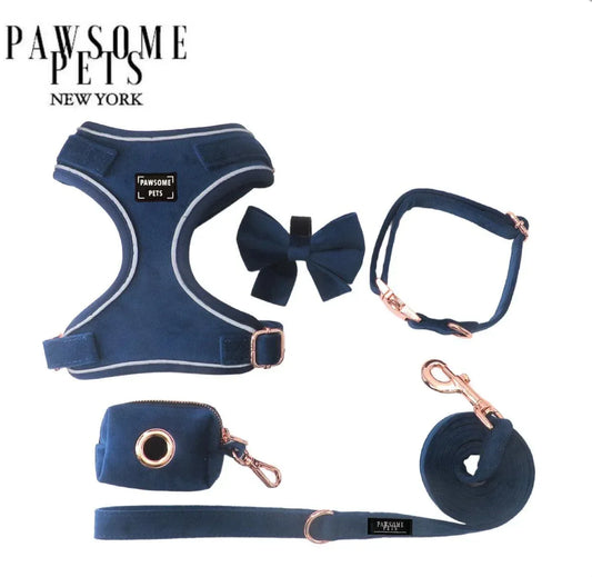 Navy Blue Pawsome Pets pasivaikščiojimo rinkinys šuniui - Jaukuma