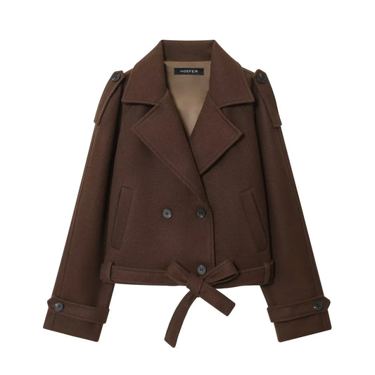 Rudas trumpas moteriškas paltas „INDEFEIR“ - Jaukuma