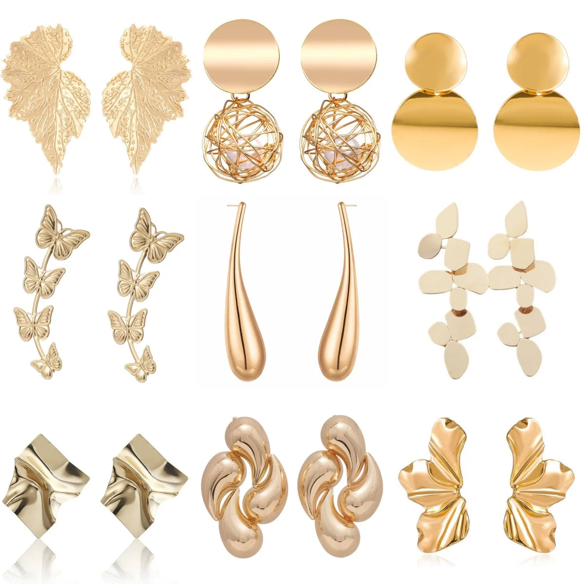 Minimalistiniai auksinės spalvos auskarai