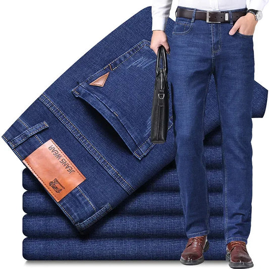 Men Fashion Straight Jeans Men 2025 New Stretch Slim Fit Pants Comfortable Soft Business Denim Trousers Male Brand Clothing Mens - Jaukuma
