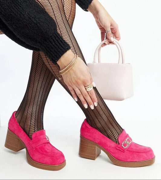 Rožiniai loaferiai su kulnu Solea „Aludra“ - Jaukuma