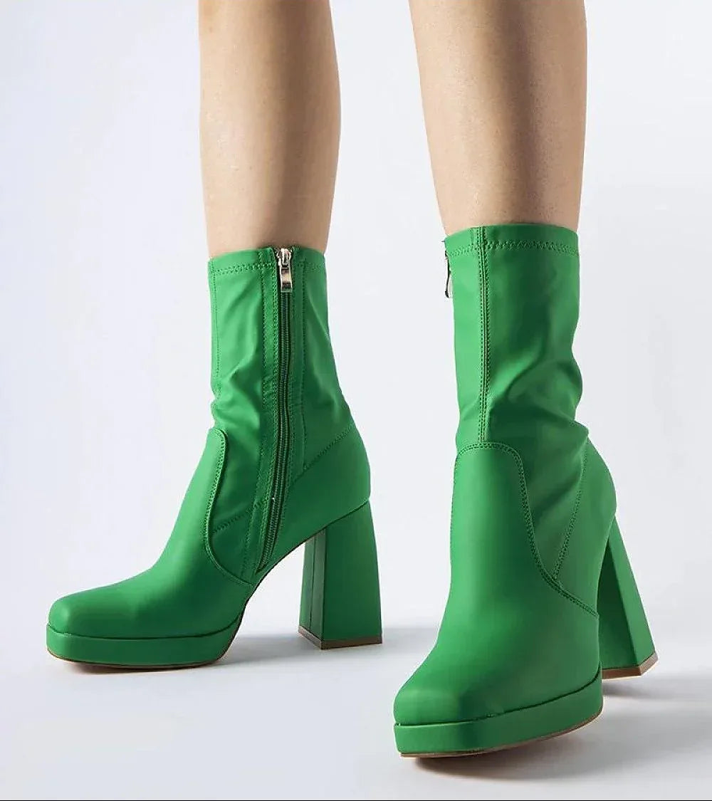 Žali platforminiai aulinukai su storu kulnu Solea „Isauro“ - Jaukuma