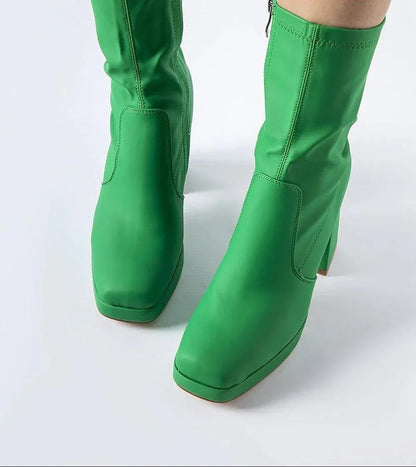 Žali platforminiai aulinukai su storu kulnu Solea „Isauro“ - Jaukuma